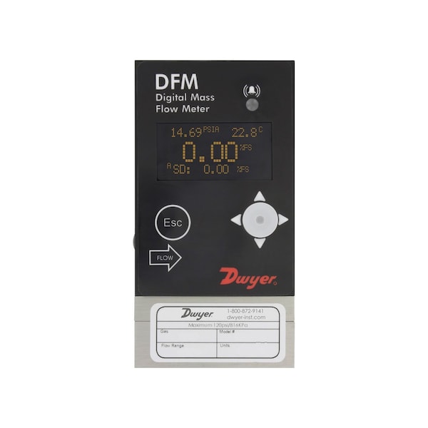 Digital flow meter, 0-5 l/min W/ LED display, 1/8in compression fittings, 0-5 VDC output